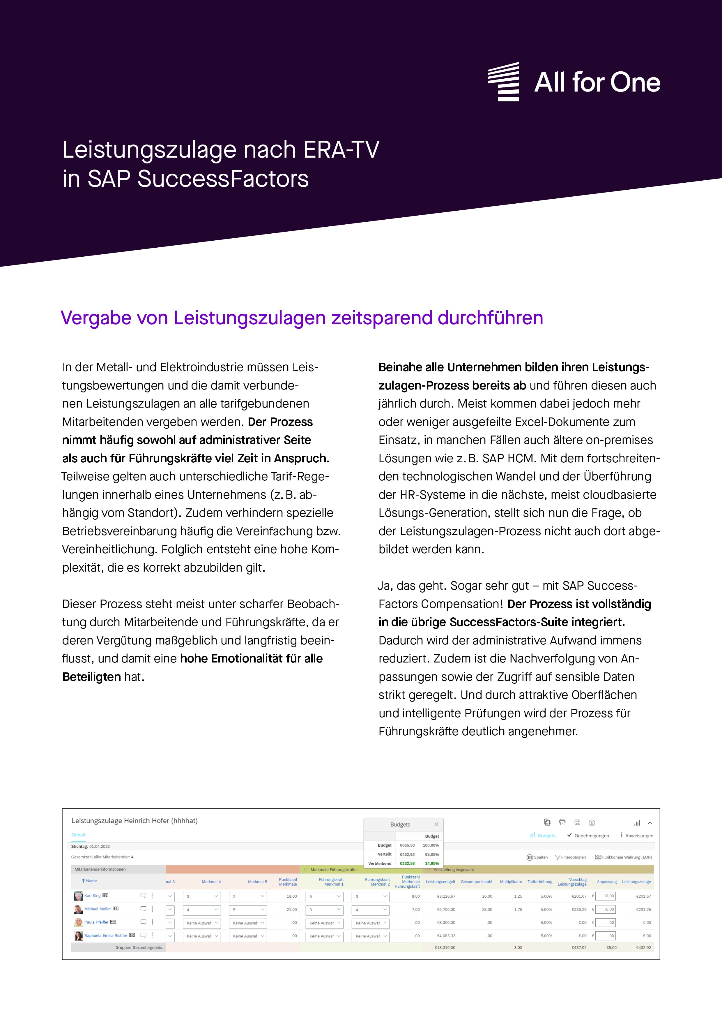 Leistungszulage nach ERA-TV in SAP SuccessFactors